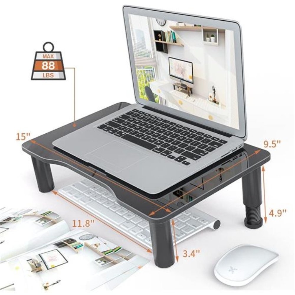 2 Pack Computer Monitor Stand Riser with Height Adjustable Multi Media Desktop - Picture 6 of 6